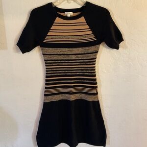 Shoshanna Navy and Tan “Bethany” striped knit dress